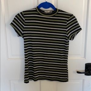Mock-neck striped shirt